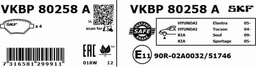 SKF VKBP 80258 A - Kit de plaquettes de frein, frein à disque cwaw.fr