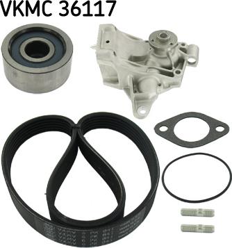 SKF VKMC 36117 - Pompe à eau+Jeu de courroie trapézoïdale à nervures cwaw.fr