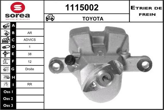 SNRA 1115002 - Étrier de frein cwaw.fr