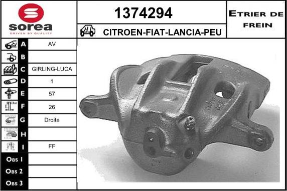 SNRA 1374294 - Étrier de frein cwaw.fr