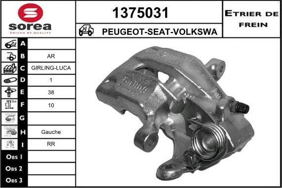 SNRA 1375031 - Étrier de frein cwaw.fr