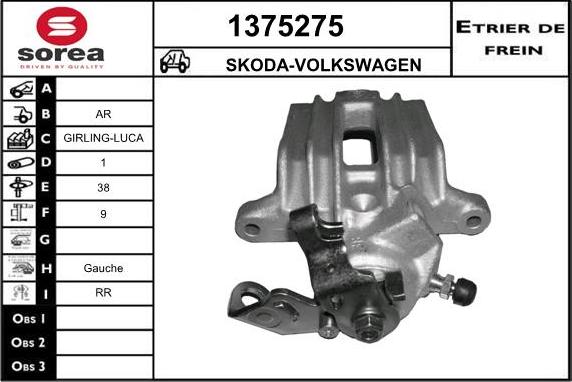 SNRA 1375275 - Étrier de frein cwaw.fr