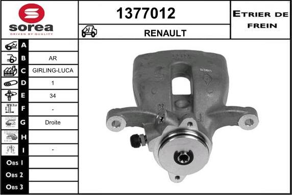 SNRA 1377012 - Étrier de frein cwaw.fr