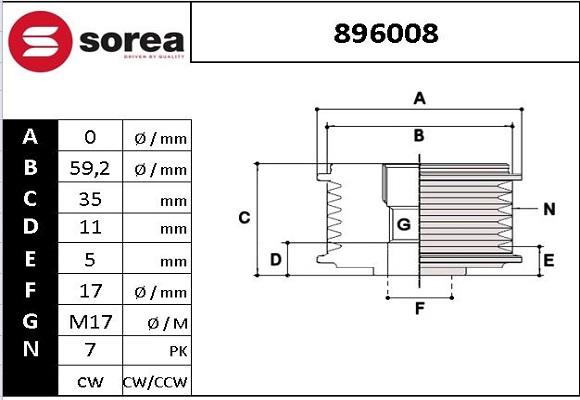 SNRA 896008 - Poulie, alternateur cwaw.fr