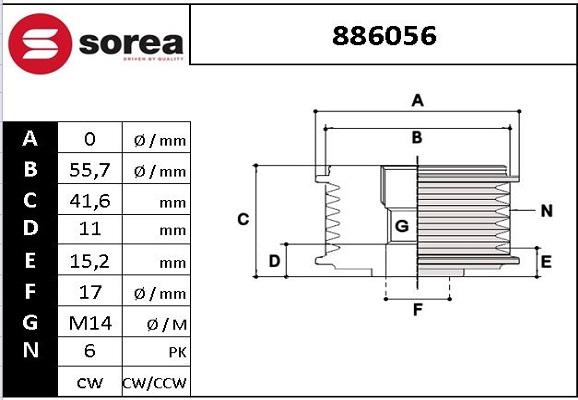 SNRA 886056 - Poulie, alternateur cwaw.fr