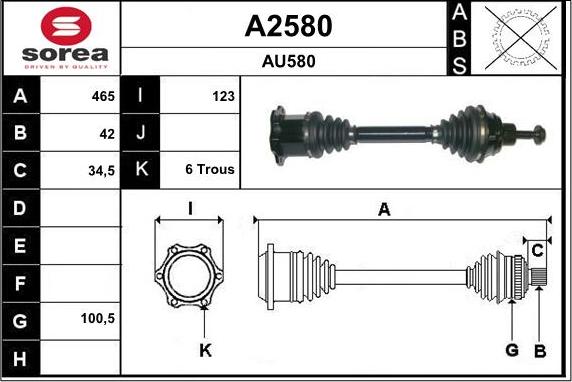 SNRA A2580 - Arbre de transmission cwaw.fr