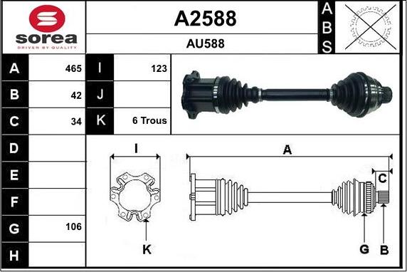 SNRA A2588 - Arbre de transmission cwaw.fr