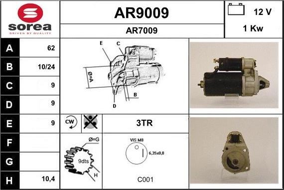 SNRA AR9009 - Démarreur cwaw.fr