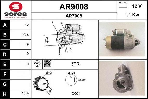 SNRA AR9008 - Démarreur cwaw.fr