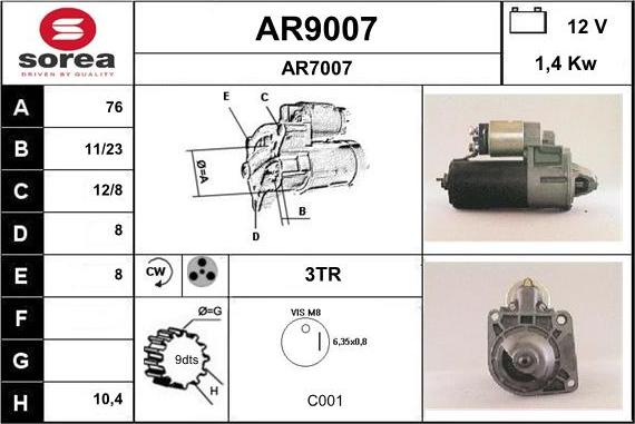 SNRA AR9007 - Démarreur cwaw.fr