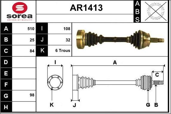 SNRA AR1413 - Arbre de transmission cwaw.fr