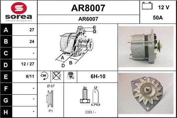 SNRA AR8007 - Alternateur cwaw.fr