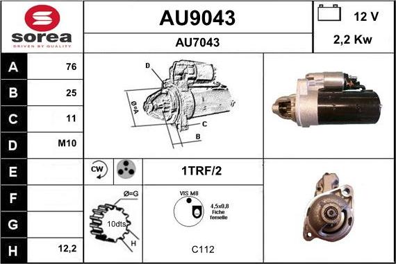 SNRA AU9043 - Démarreur cwaw.fr