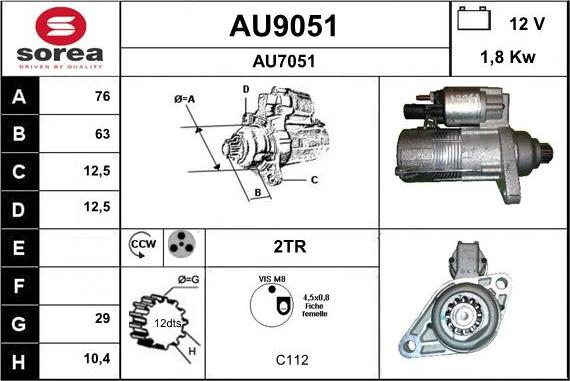 SNRA AU9051 - Démarreur cwaw.fr