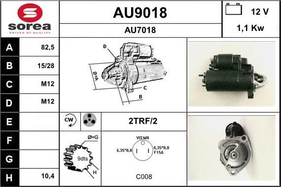 SNRA AU9018 - Démarreur cwaw.fr