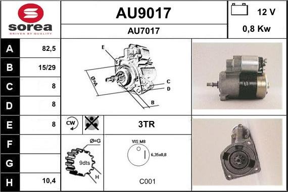 SNRA AU9017 - Démarreur cwaw.fr