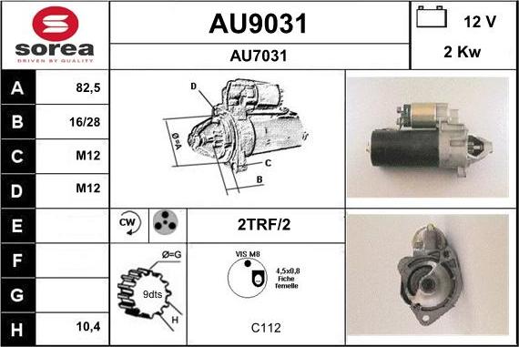 SNRA AU9031 - Démarreur cwaw.fr