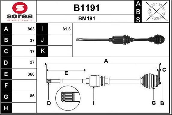 SNRA B1191 - Arbre de transmission cwaw.fr