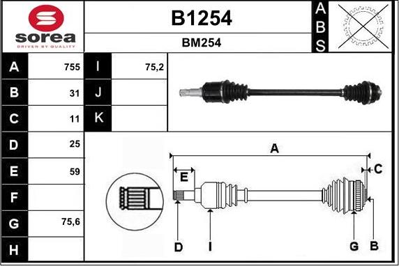 SNRA B1254 - Arbre de transmission cwaw.fr