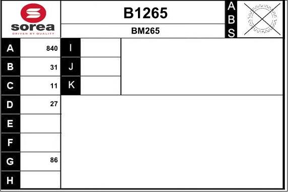 SNRA B1265 - Arbre de transmission cwaw.fr