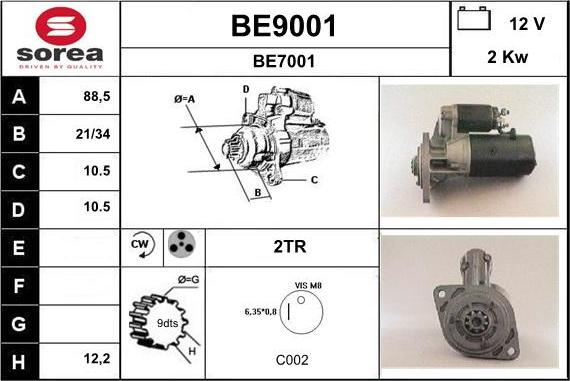 SNRA BE9001 - Démarreur cwaw.fr