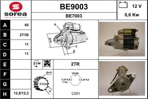 SNRA BE9003 - Démarreur cwaw.fr