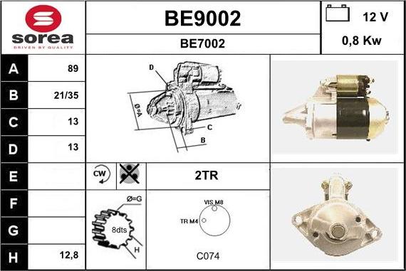 SNRA BE9002 - Démarreur cwaw.fr