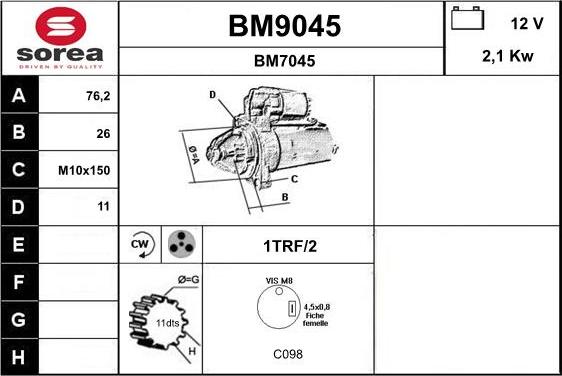 SNRA BM9045 - Démarreur cwaw.fr