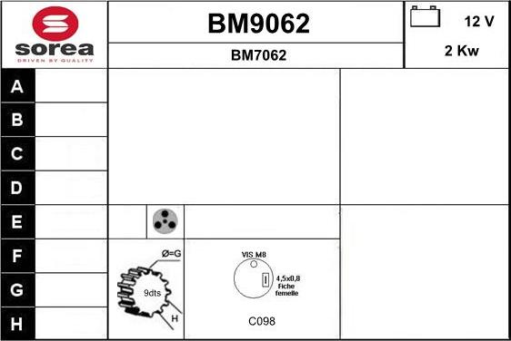 SNRA BM9062 - Démarreur cwaw.fr