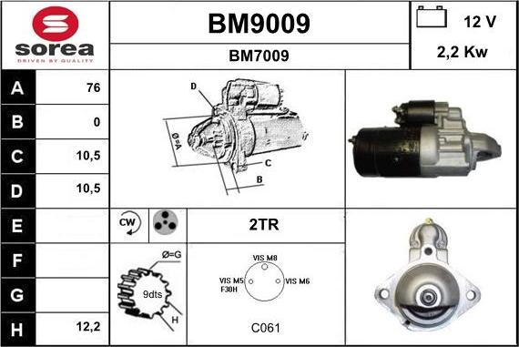 SNRA BM9009 - Démarreur cwaw.fr