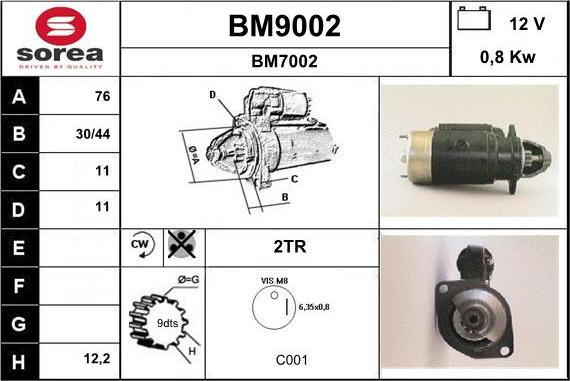 SNRA BM9002 - Démarreur cwaw.fr