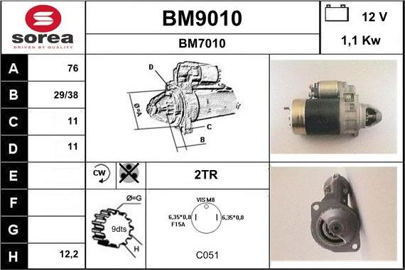 SNRA BM9010 - Démarreur cwaw.fr