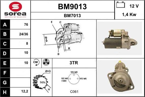 SNRA BM9013 - Démarreur cwaw.fr