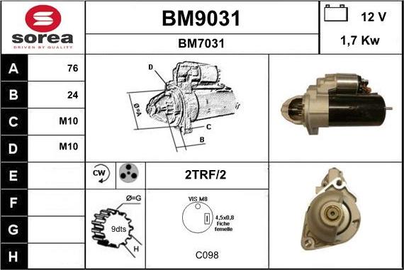 SNRA BM9031 - Démarreur cwaw.fr