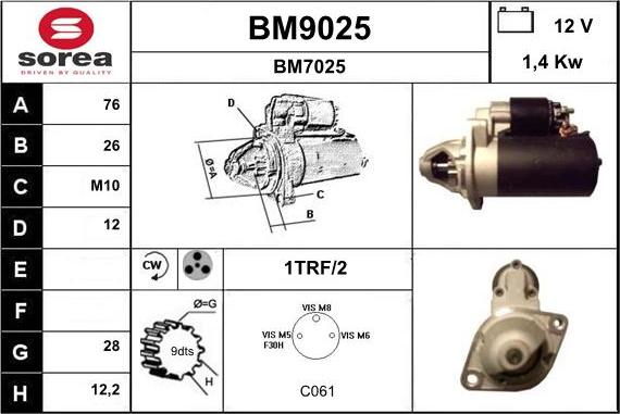 SNRA BM9025 - Démarreur cwaw.fr