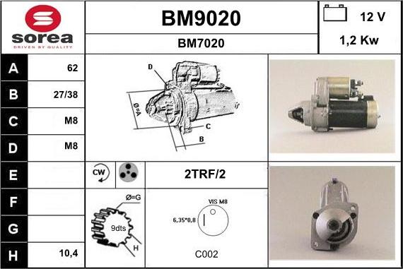 SNRA BM9020 - Démarreur cwaw.fr