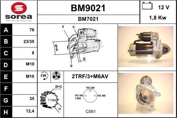 SNRA BM9021 - Démarreur cwaw.fr