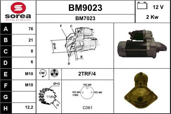 SNRA BM9023 - Démarreur cwaw.fr