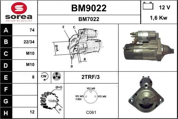 SNRA BM9022 - Démarreur cwaw.fr