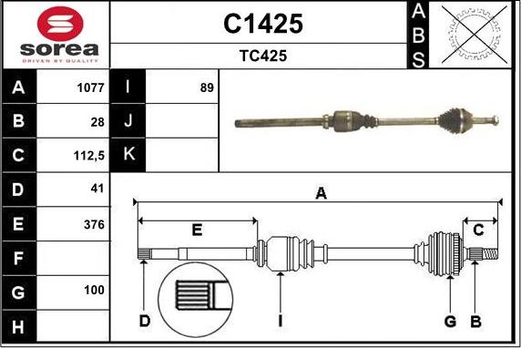 SNRA C1425 - Arbre de transmission cwaw.fr