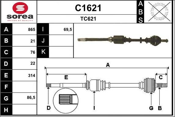 SNRA C1621 - Arbre de transmission cwaw.fr