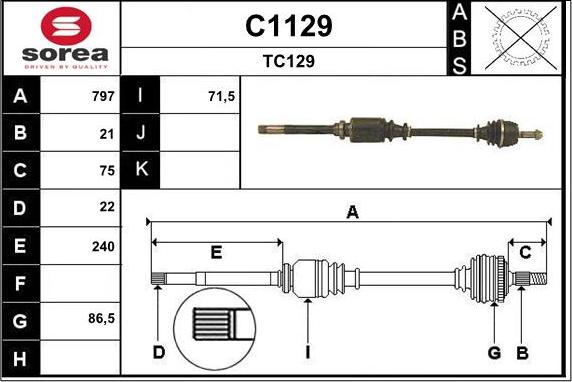 SNRA C1129 - Arbre de transmission cwaw.fr