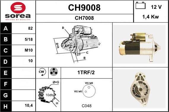 SNRA CH9008 - Démarreur cwaw.fr