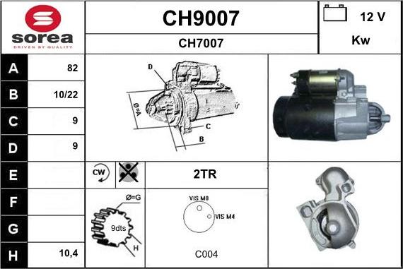 SNRA CH9007 - Démarreur cwaw.fr