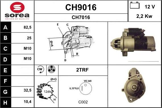 SNRA CH9016 - Démarreur cwaw.fr