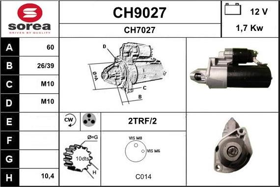 SNRA CH9027 - Démarreur cwaw.fr