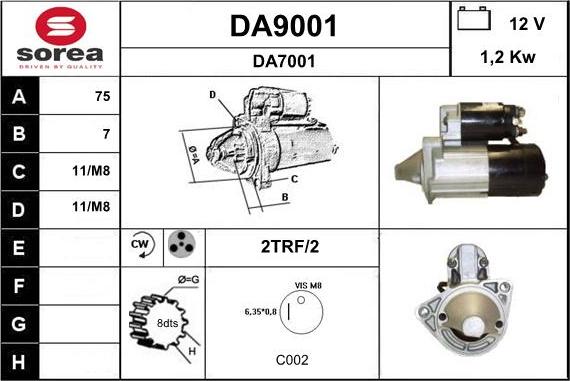 SNRA DA9001 - Démarreur cwaw.fr