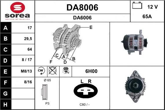 SNRA DA8006 - Alternateur cwaw.fr