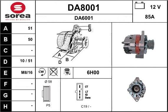 SNRA DA8001 - Alternateur cwaw.fr