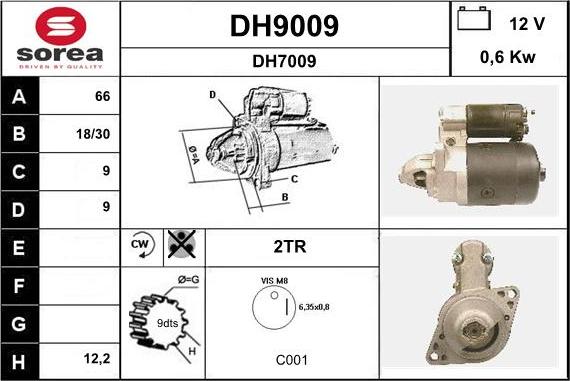 SNRA DH9009 - Démarreur cwaw.fr